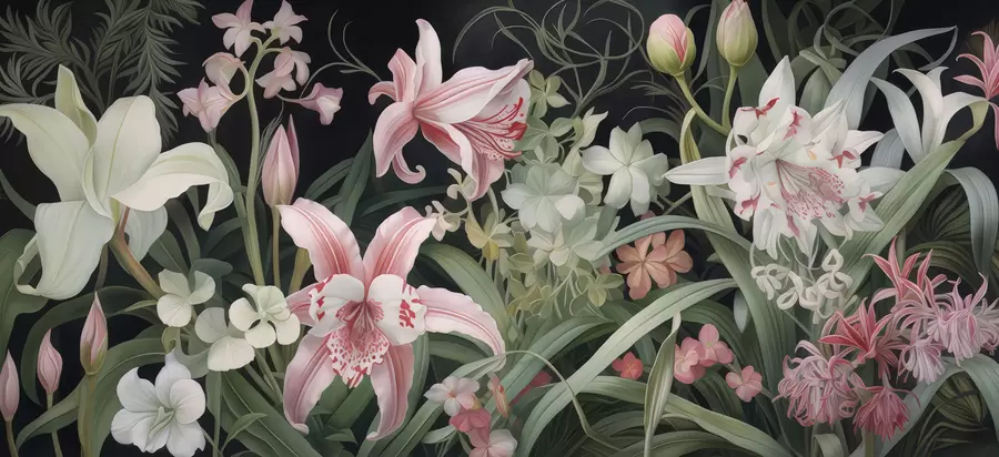 fototapet Flori fantastice pe un fundal întunecat w05278