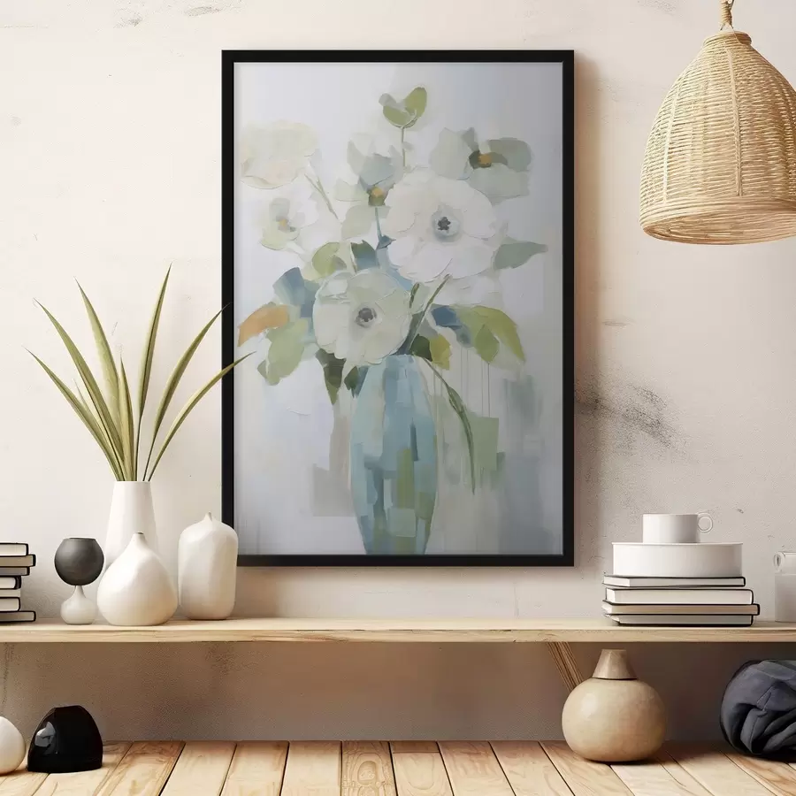 fototapet Flori cu frunze într-o vază pictură imitație f48168