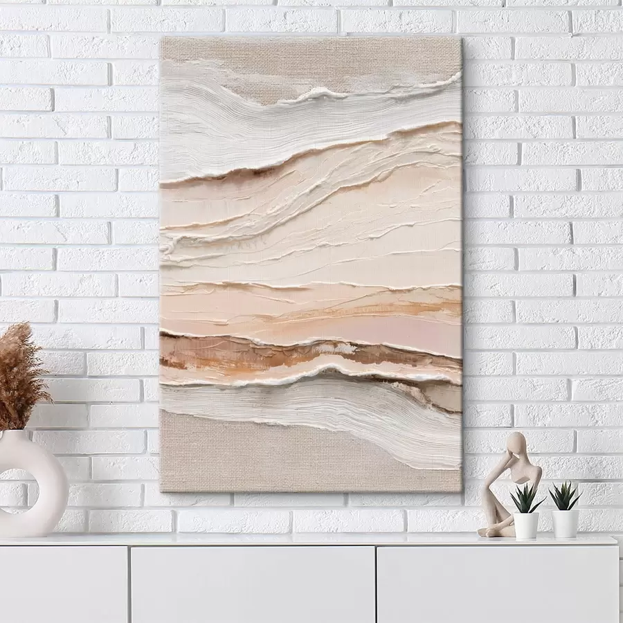 Tablouri Compoziție stratificată în tonuri nisipii și crem s47966