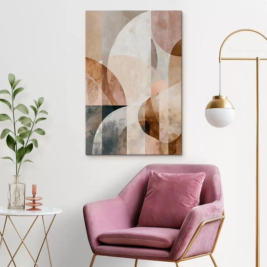 Tablouri Compoziție modernă cu forme circulare și linii verticale s47980