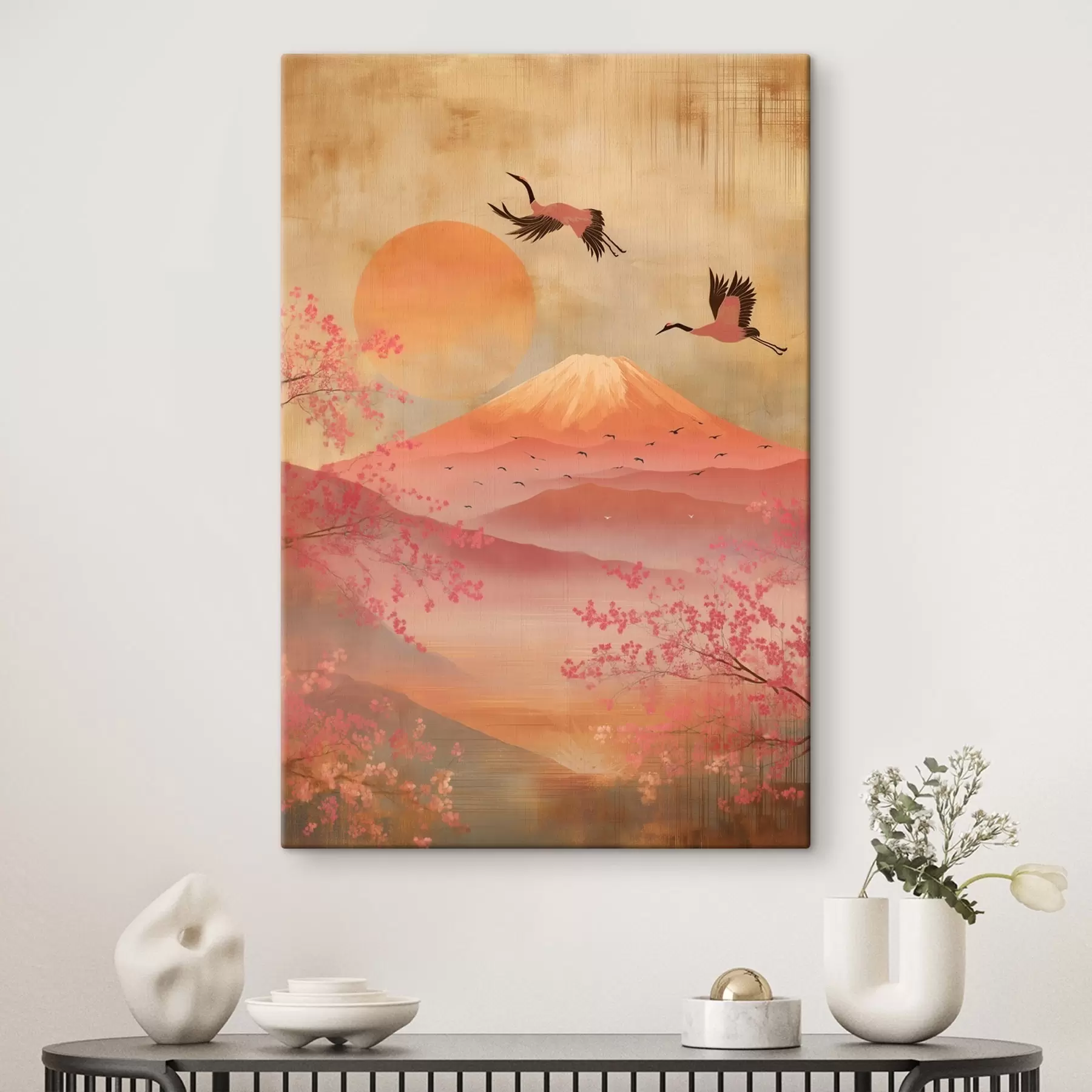 Tablouri Macarale pe fundalul soarelui și al munților: ilustrație în stilul artei digitale s47992