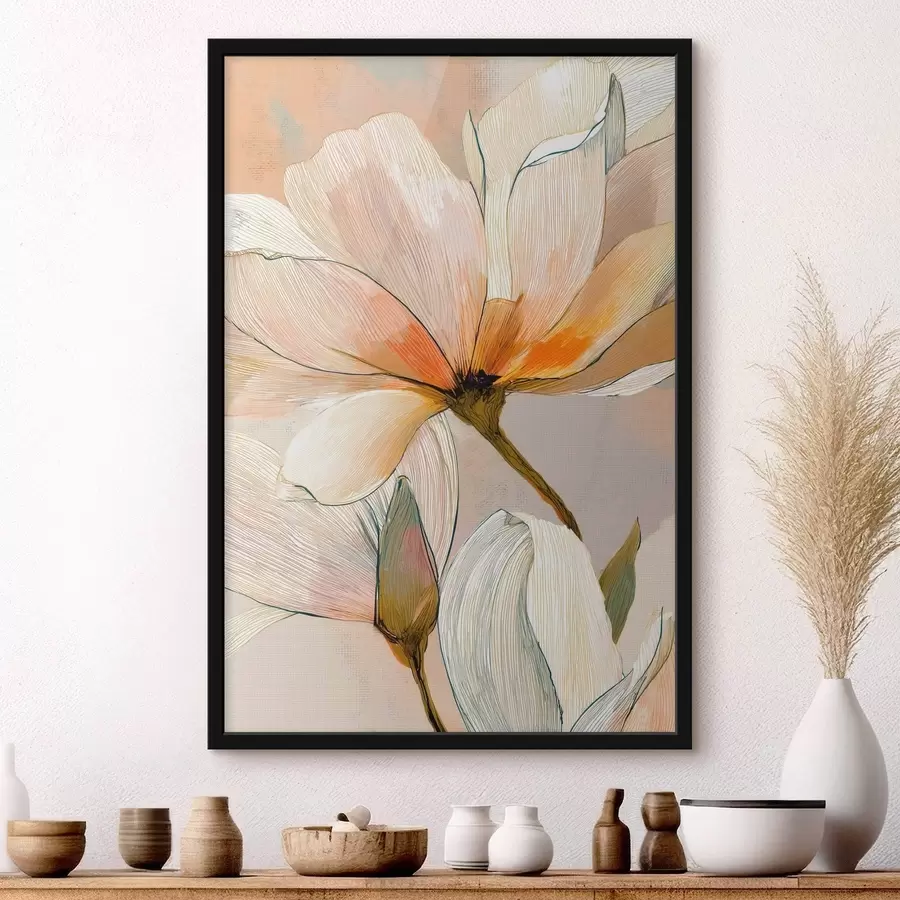 fototapet Compoziție florală în tonuri de piersică și albastru f47969