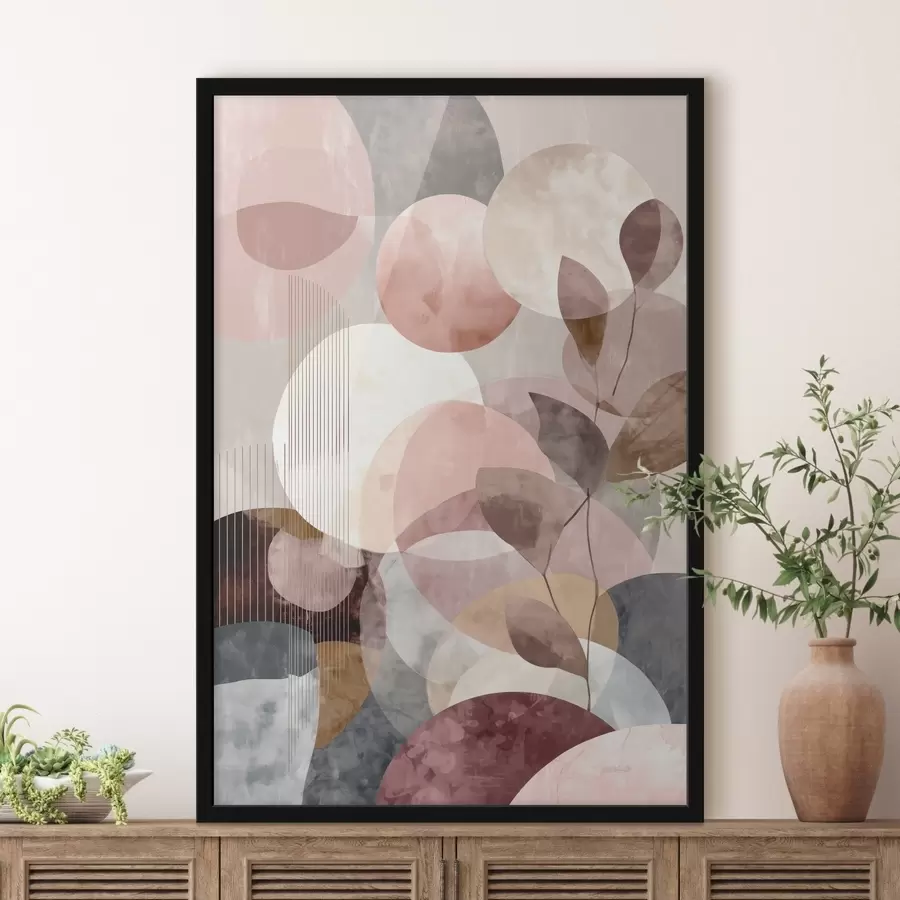 fototapet Forme geometrice și elemente botanice într-un stil minimalist modern f47975