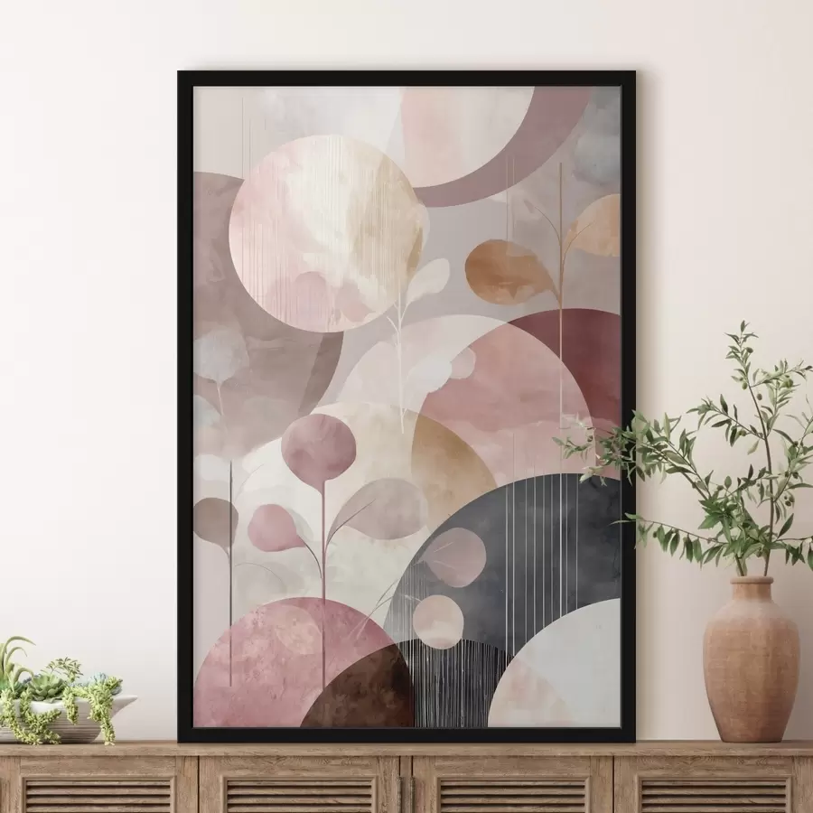 fototapet Compoziție din cercuri translucide și ramuri stilizate f47978