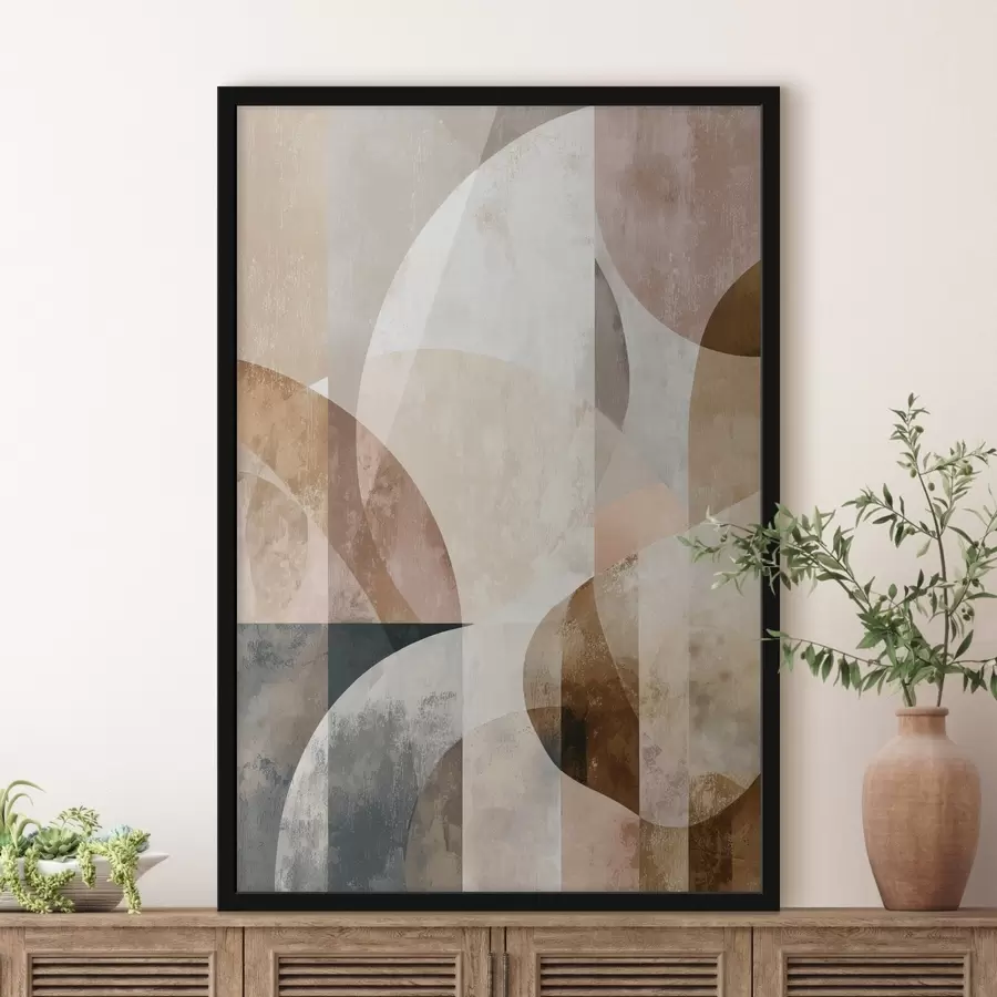 fototapet Compoziție modernă cu forme circulare și linii verticale f47980