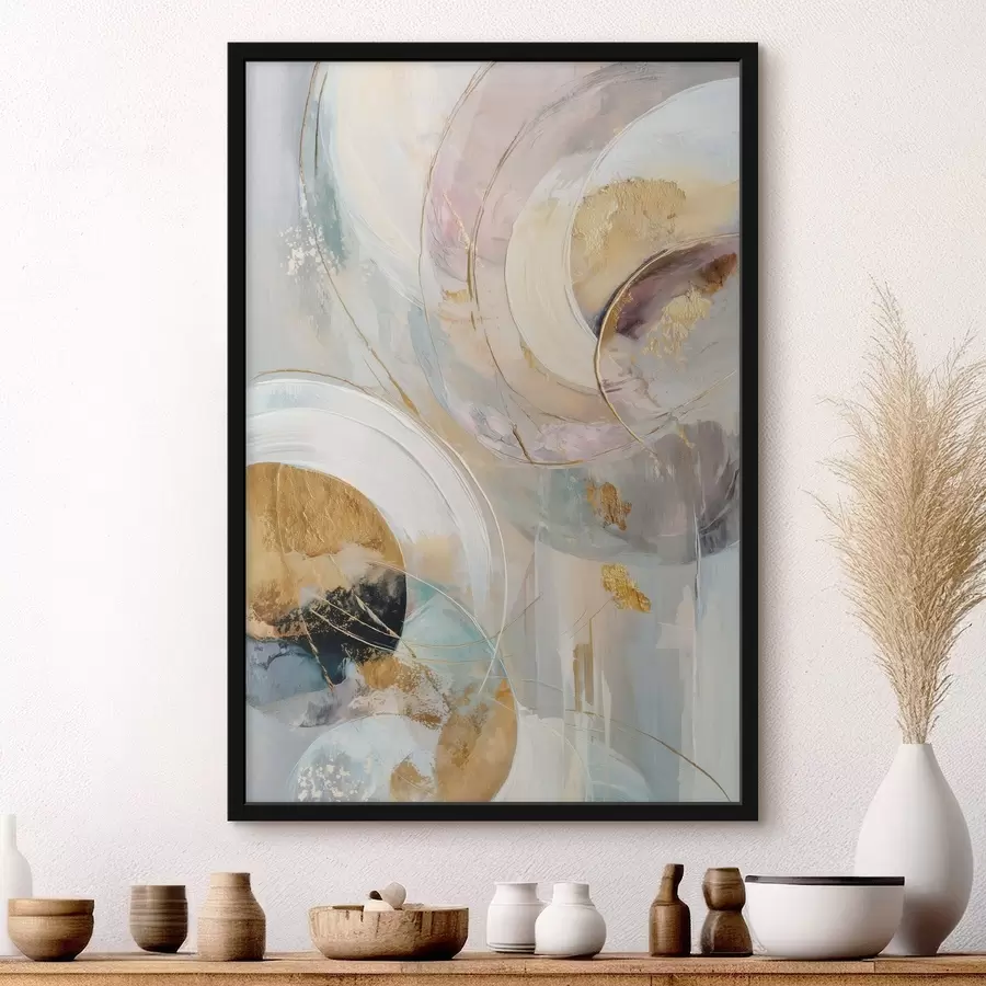 fototapet Compoziție cu elemente circulare stratificate și tușe de vopsea f47983