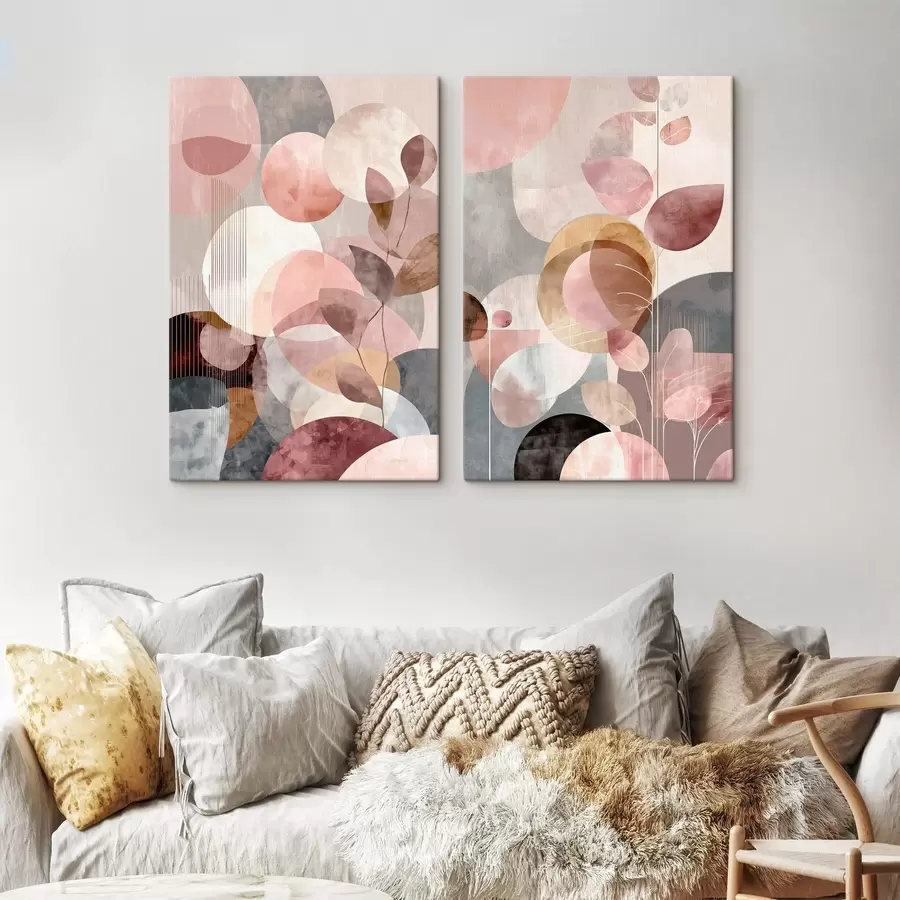 Tablouri Compoziție din cercuri translucide și tulpini elegante m30035