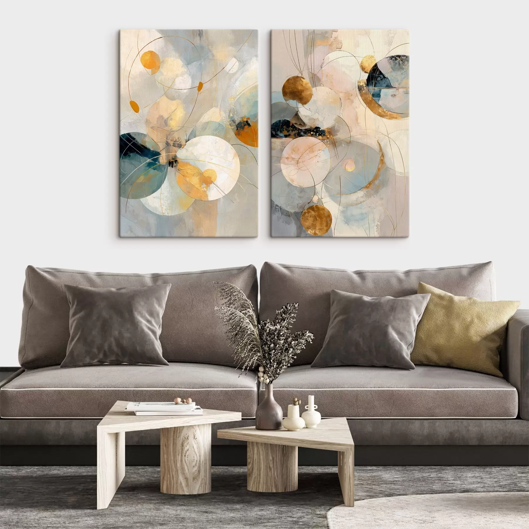 fototapet Artă decorativă în tonuri de albastru-crem cu un efect de lumină delicată m30039