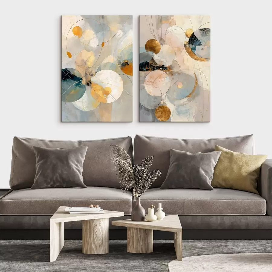 Tablouri Artă decorativă în tonuri de albastru-crem cu un efect de lumină delicată m30039