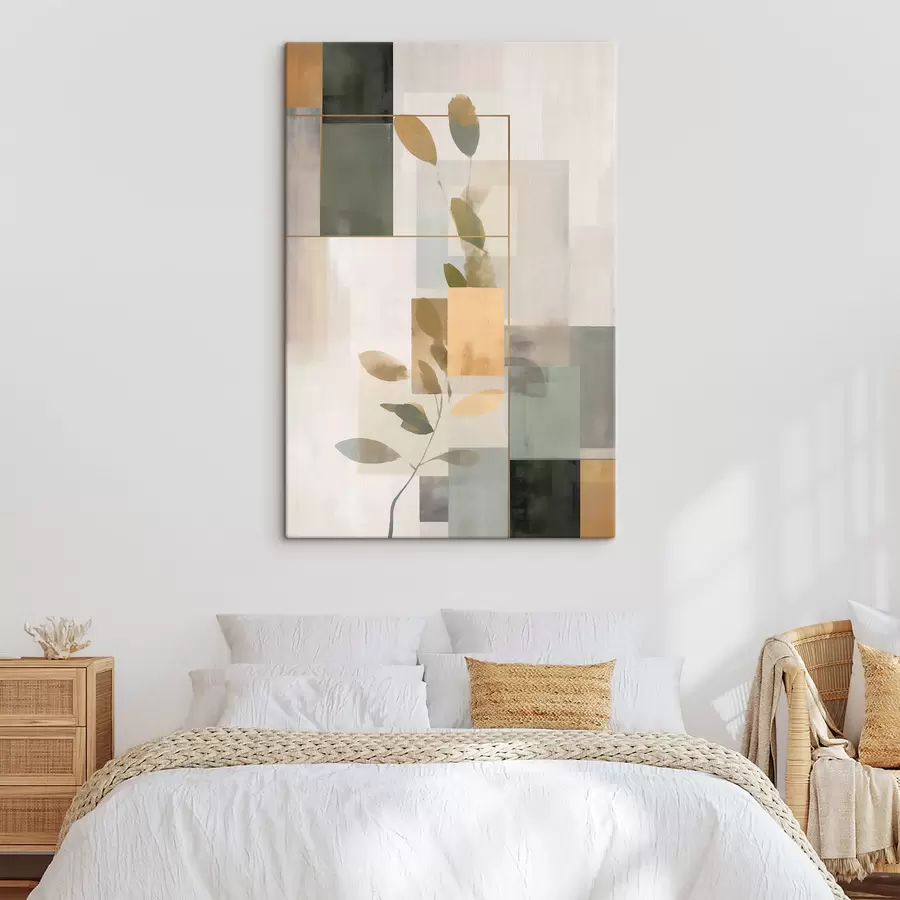 Tablouri Abstracție geometrică cu ramuri de frunze s48020