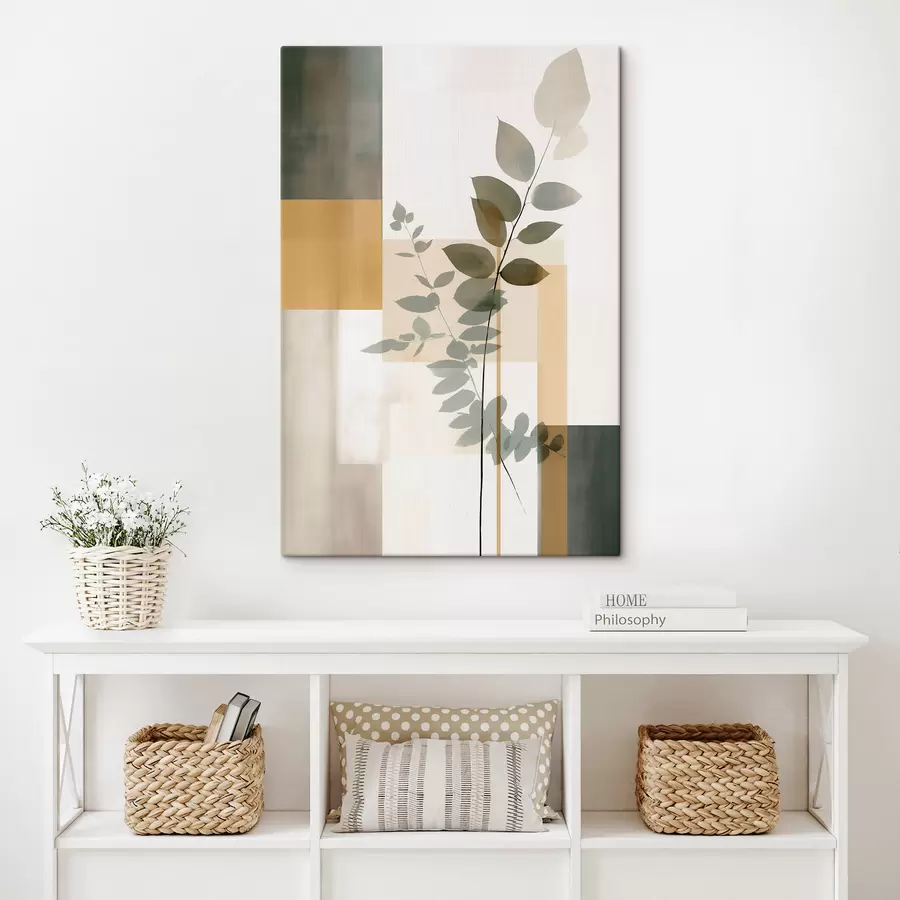 Tablouri Abstracție geometrică cu ramuri de frunze s48171