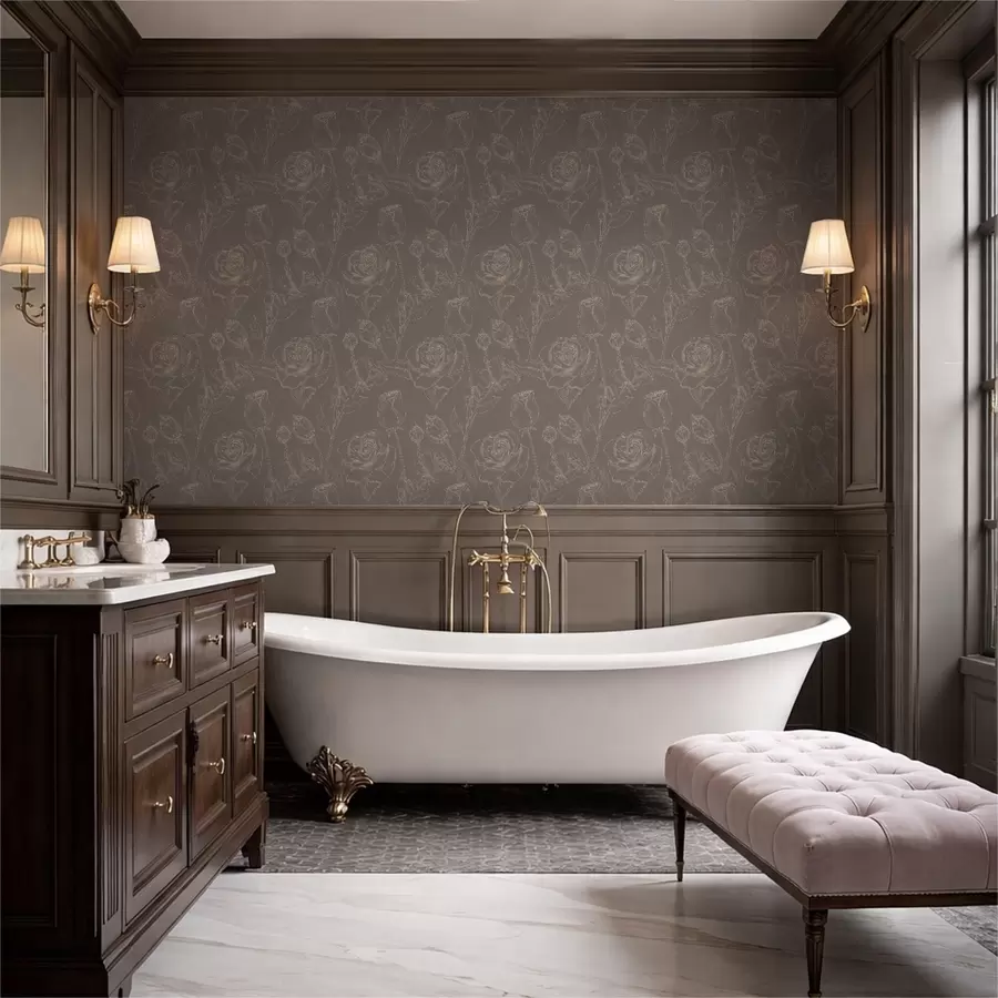 fototapet Model cu trandafiri negri pe fond maro a01124v1