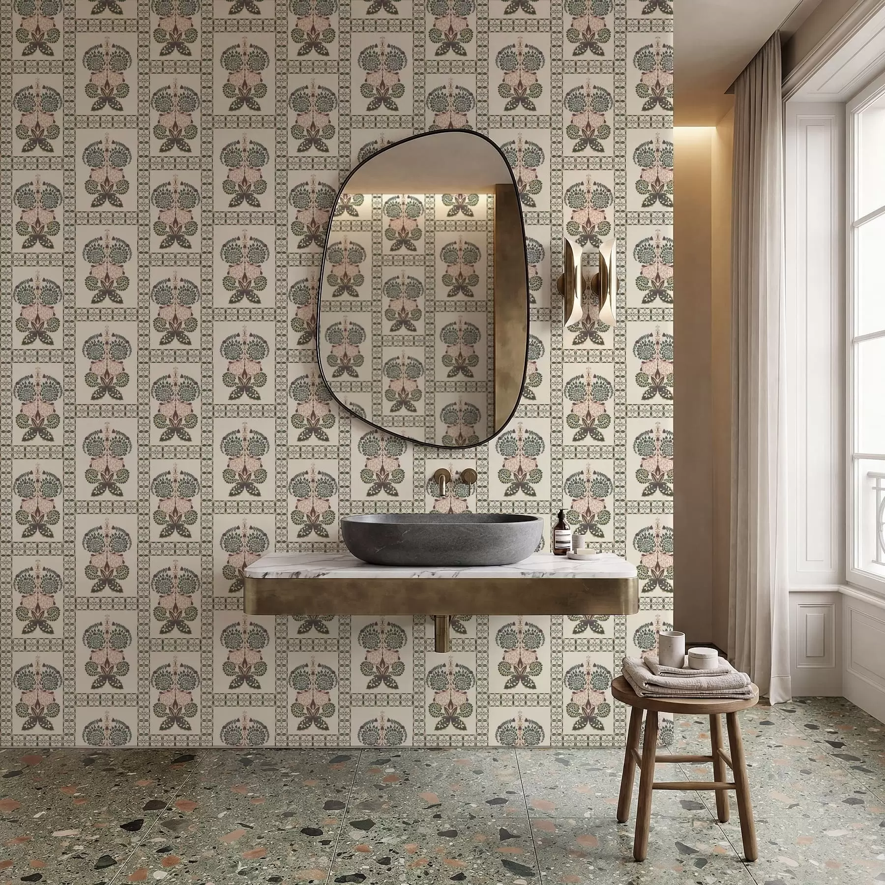 fototapet Model decorativ cu fluturi și flori a01125