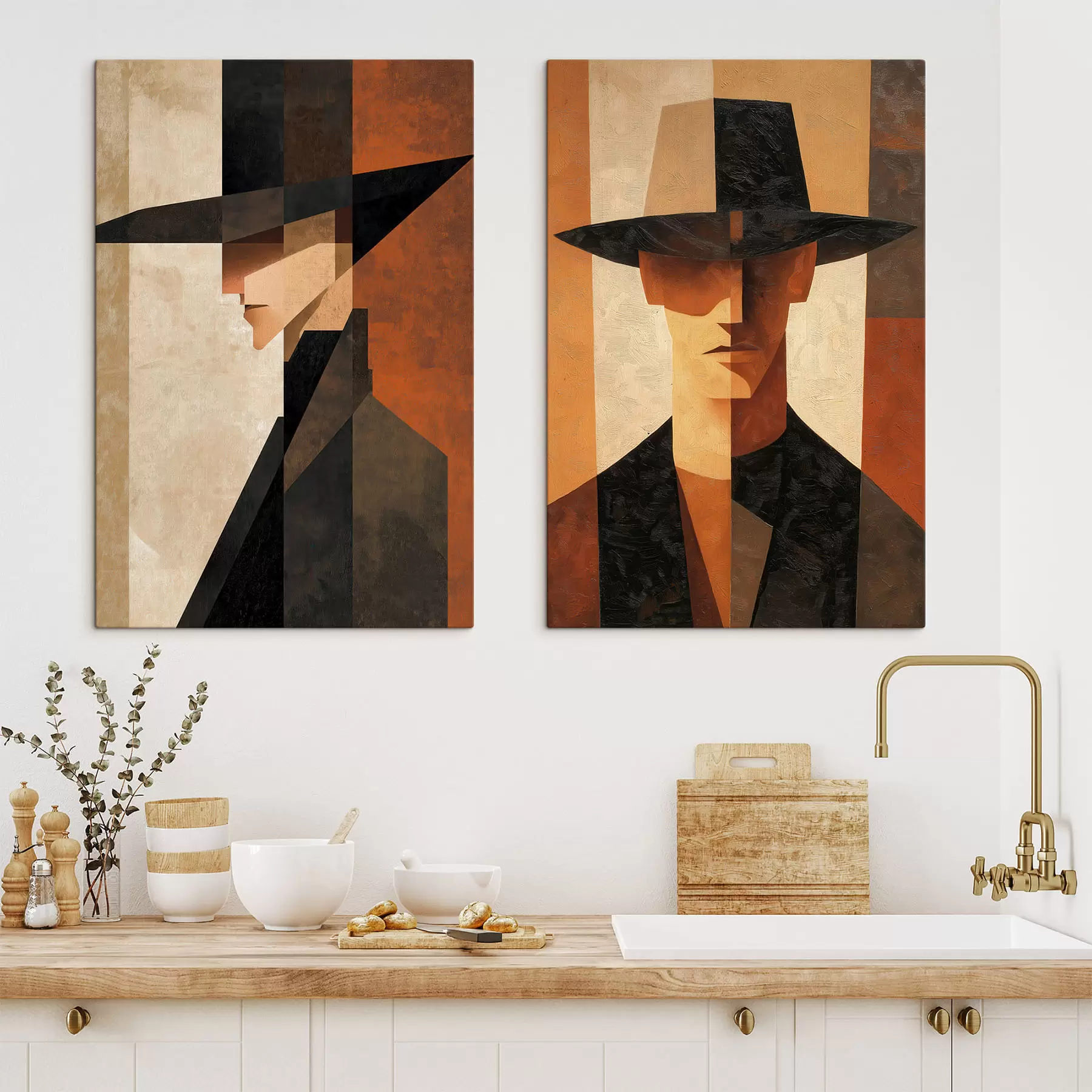 Tablouri Portret geometric al unui bărbat cu pălărie m30157