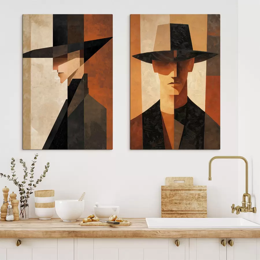 Tablouri Portret geometric al unui bărbat cu pălărie m30157