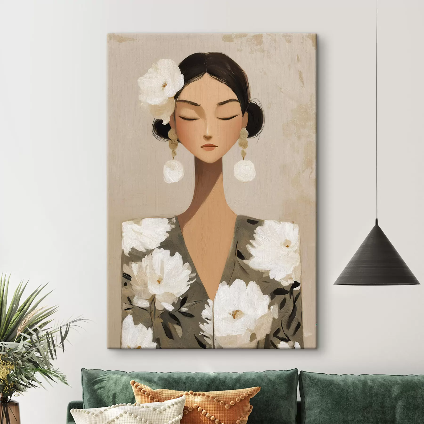 Tablouri Fată cu flori în păr s48233