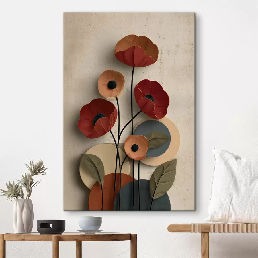 Tablouri flori într-un stil simplificat, cu efect de volum s48294