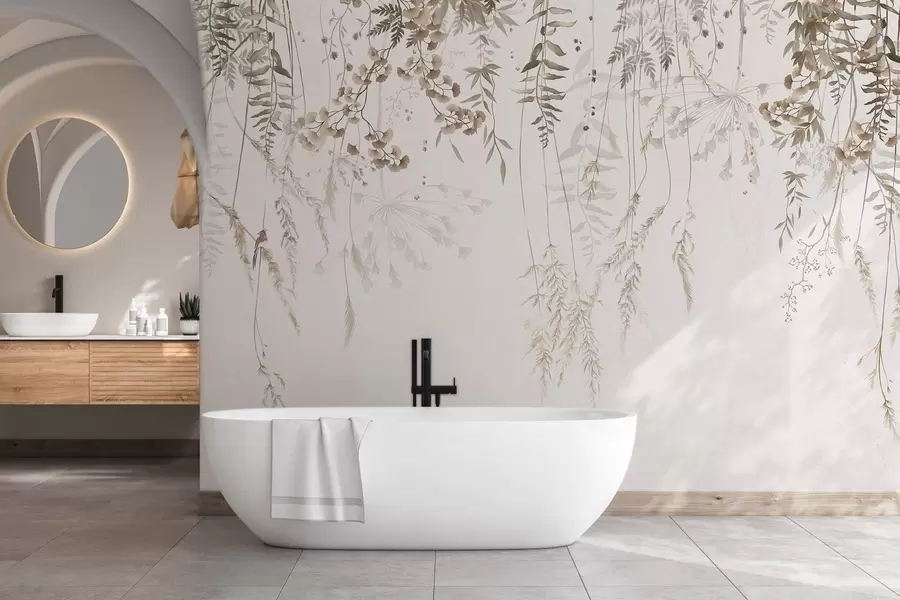 fototapet Plante sălbatice atârnate pe un fundal deschis la culoare w05320