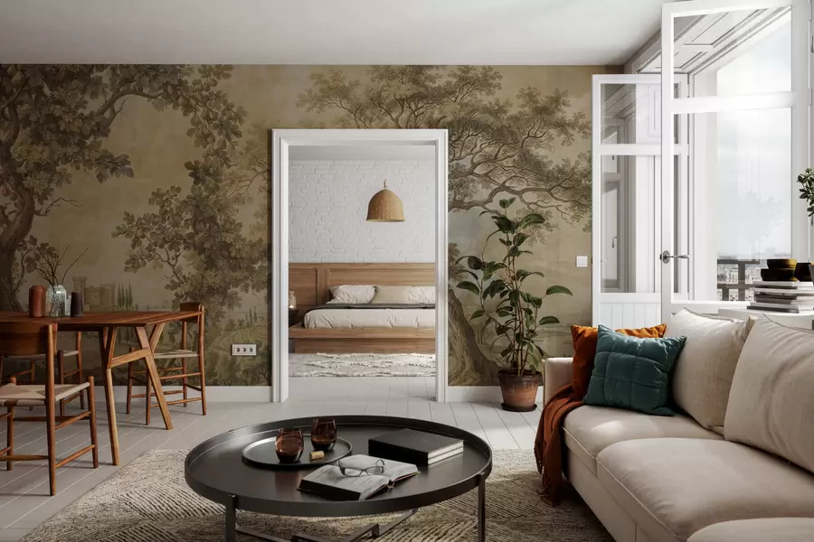 fototapet Peisaj pastoral în stil brodat w05359