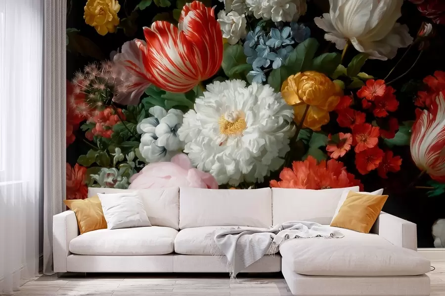 fototapet Compoziție florală luxoasă inspirată de o grădină de primăvară w09676