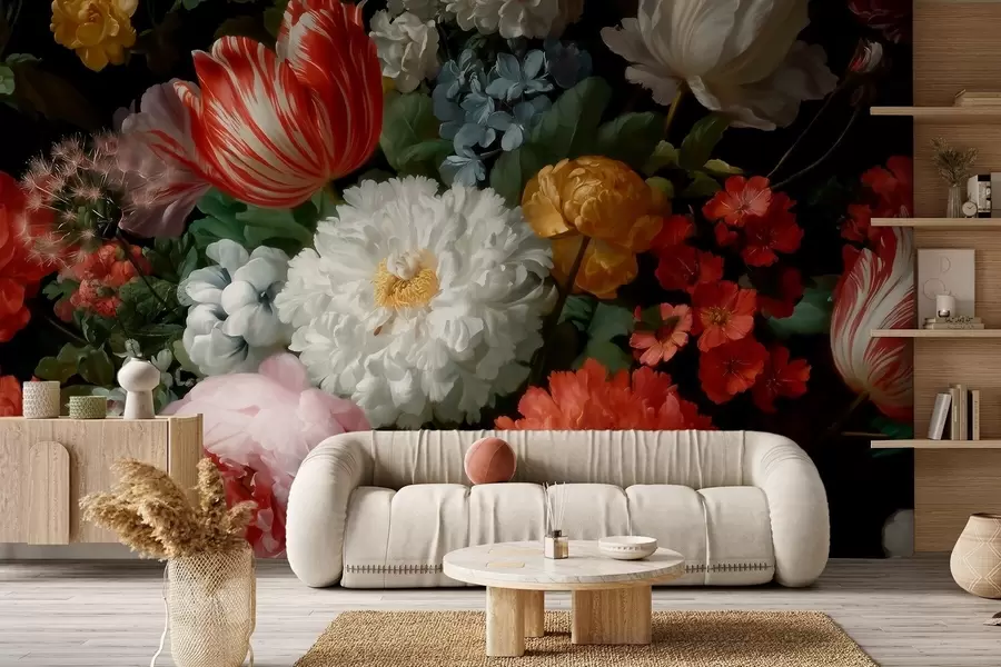 fototapet Compoziție florală luxoasă inspirată de o grădină de primăvară w09676