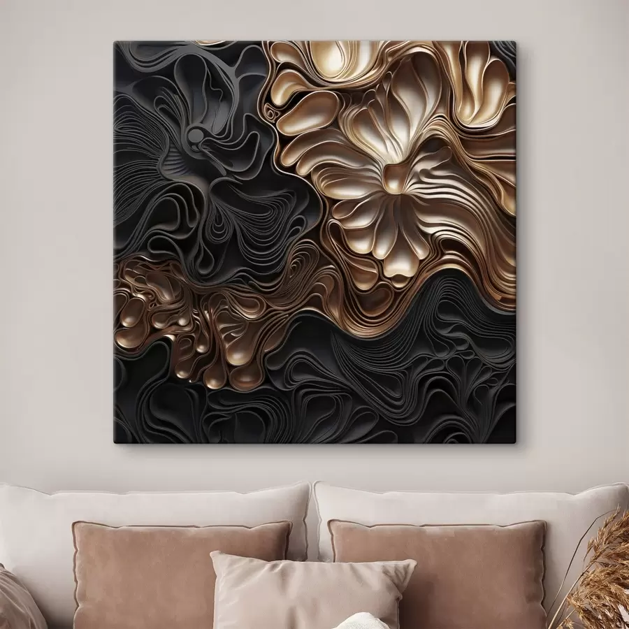 Tablouri Forme abstracte, fluide și organice, de culoare închisă, care creează o artă modernă plină de textură s48383