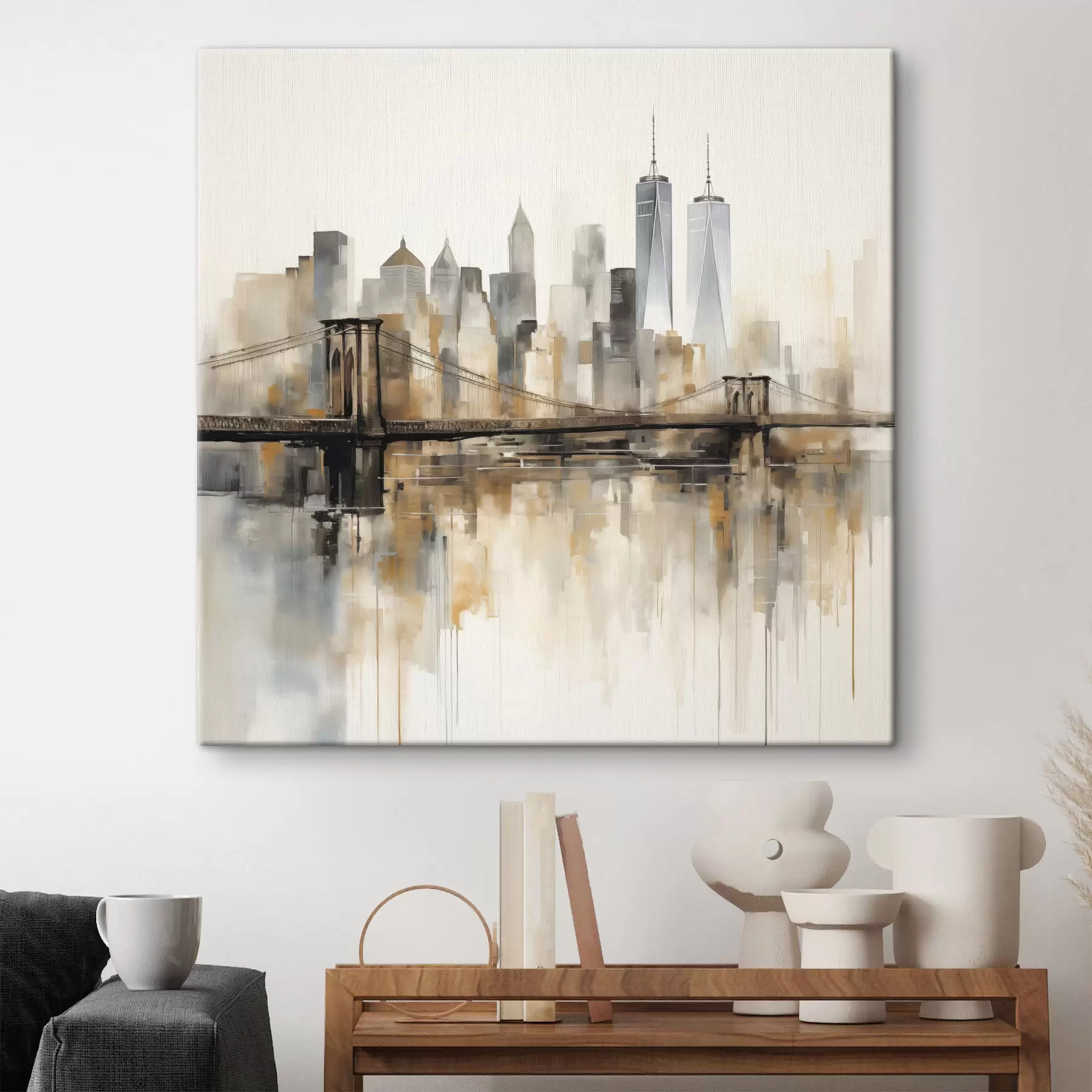 fototapet Silueta abstractă a orașului, în stilul picturii în acuarelă s48406