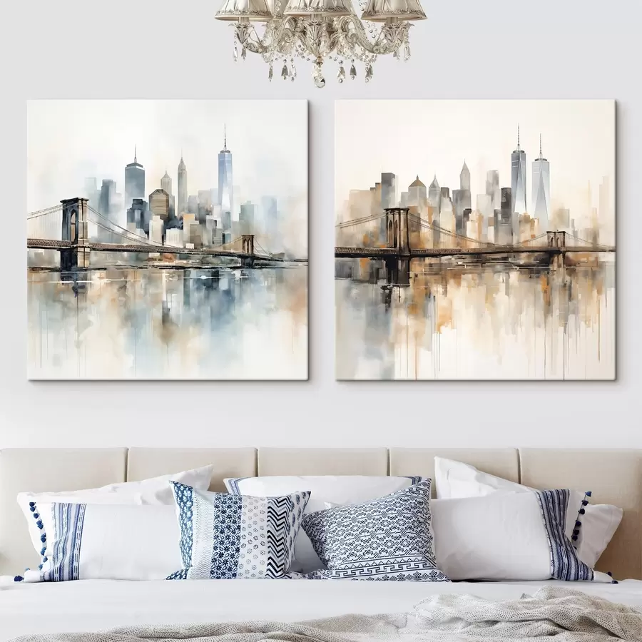 fototapet Silueta abstractă a orașului, în stilul picturii în acuarelă m30207