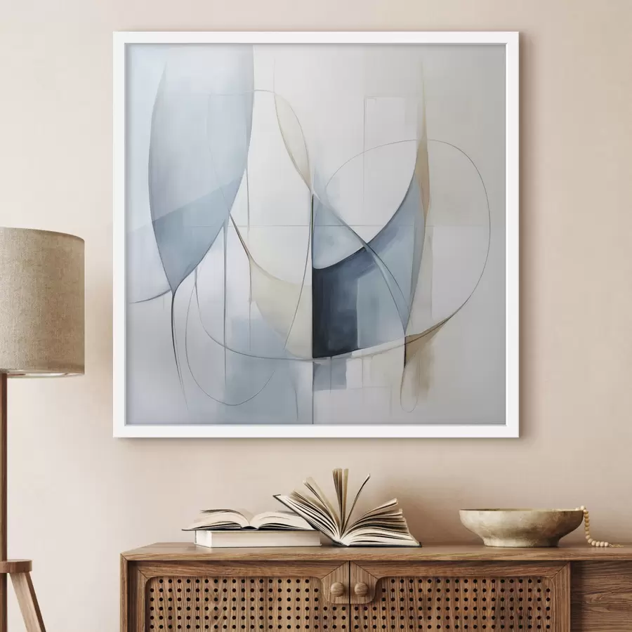 fototapet Compoziție abstractă minimalistă cu forme albastre și bej f48404