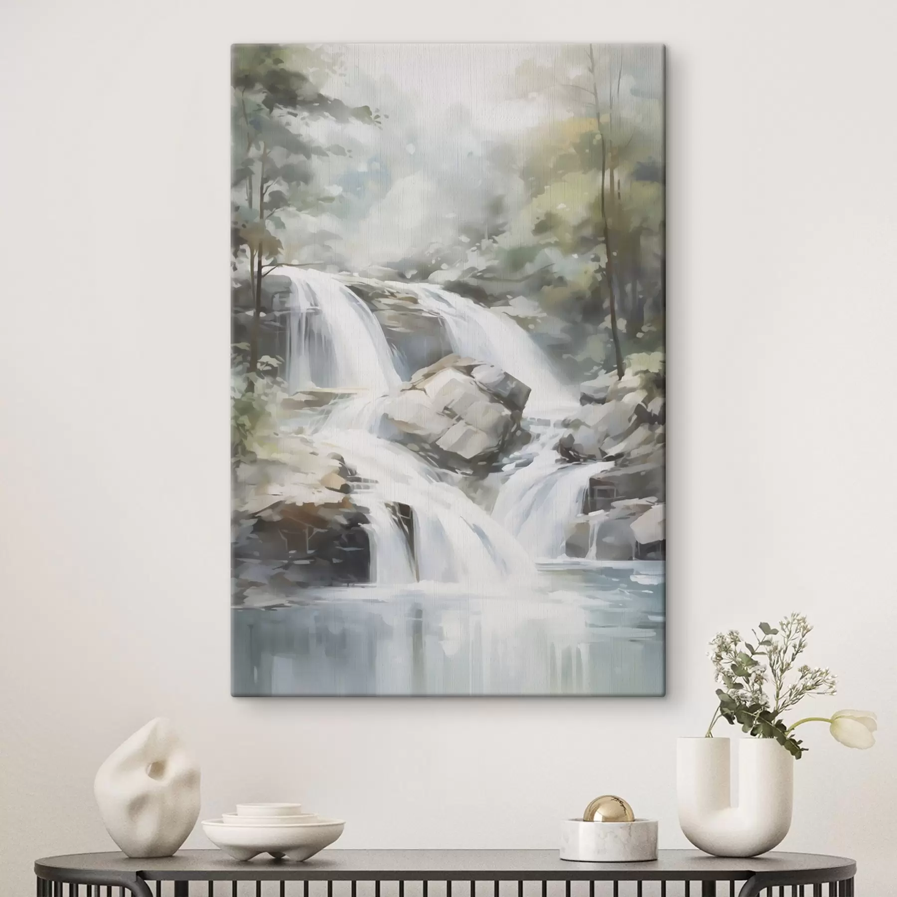 Tablouri Cascadă în pădure – reproducere după pictură s48415
