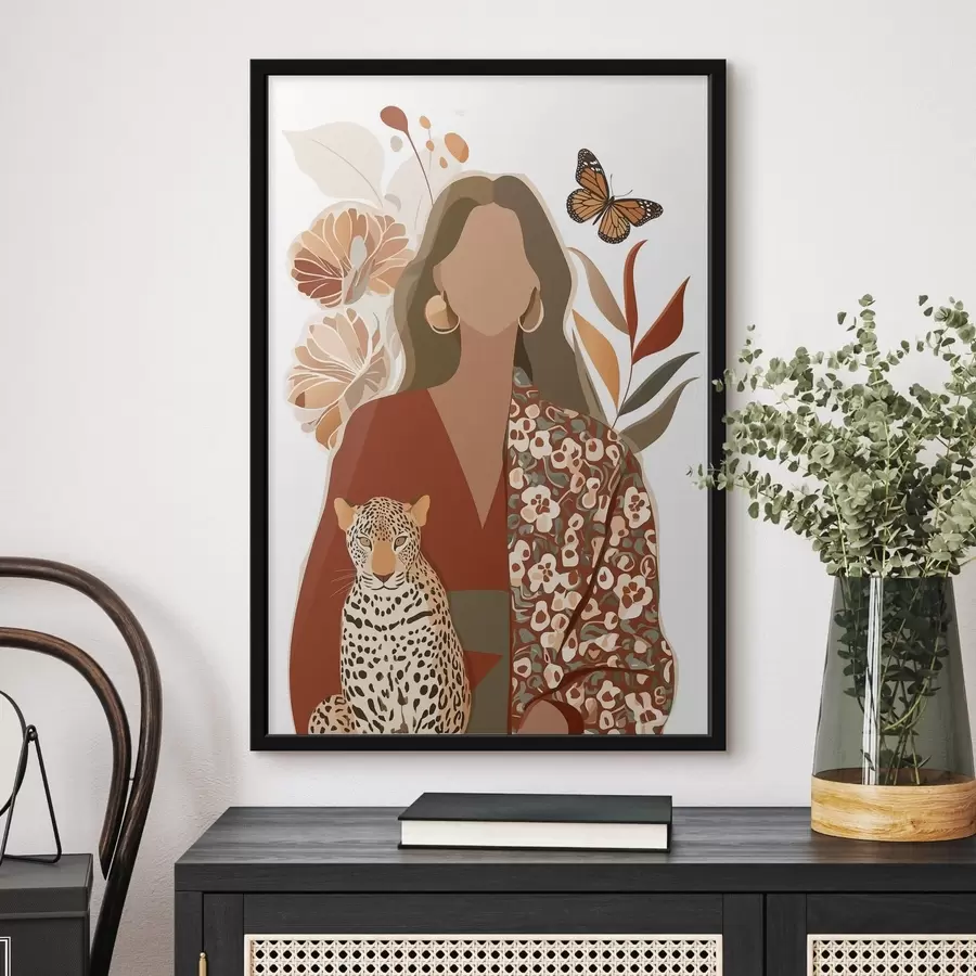 fototapet Femeie pe fundal floral f48435