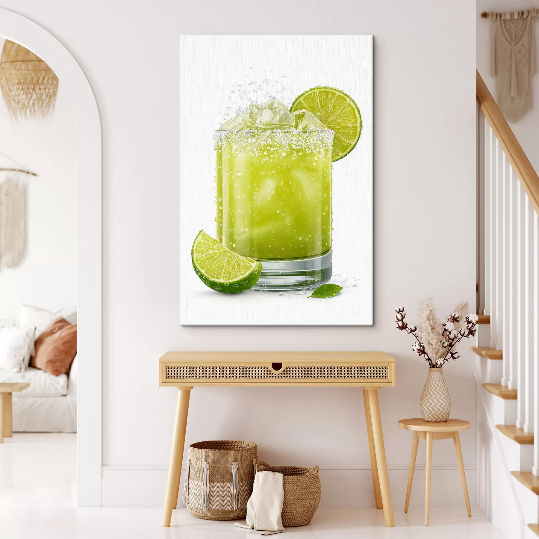 Tablouri Băutură cu lămâie verde în pahar s48446
