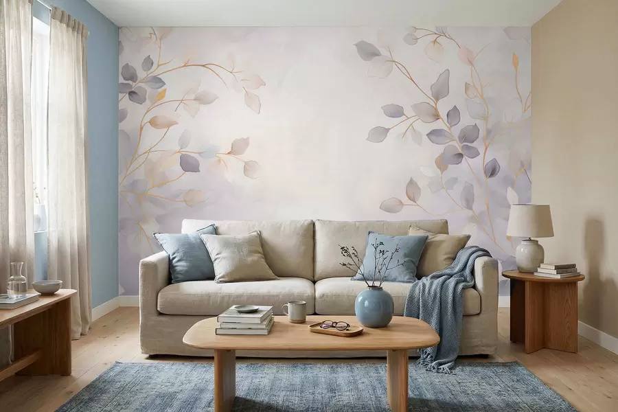 fototapet Ramuri cu frunze delicate pe un fundal estompat w05296