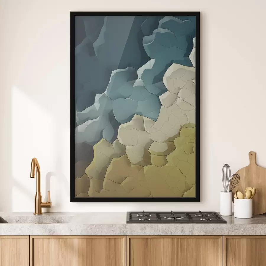 fototapet Abstracție în nuanțe de bej și turcoaz, artă geometrică f48477