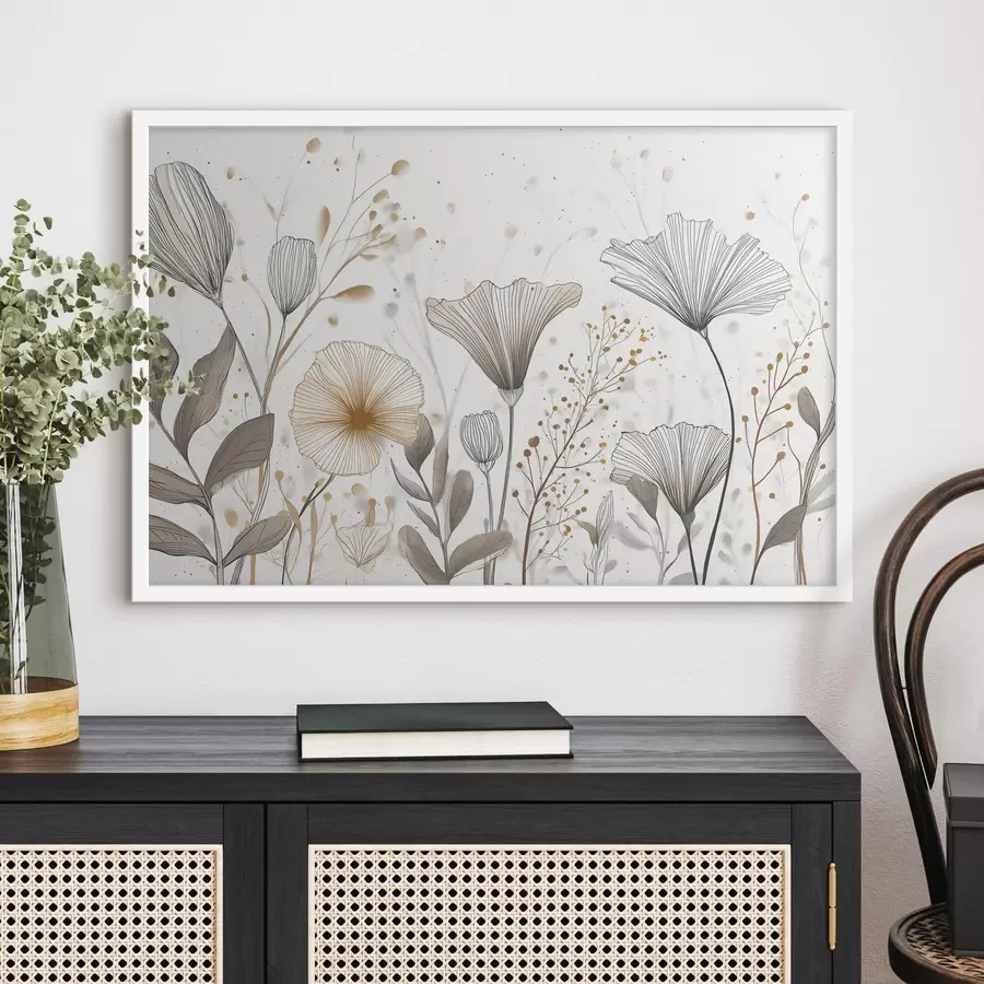 fototapet Flori și ierburi stilizate, minimalism f48484