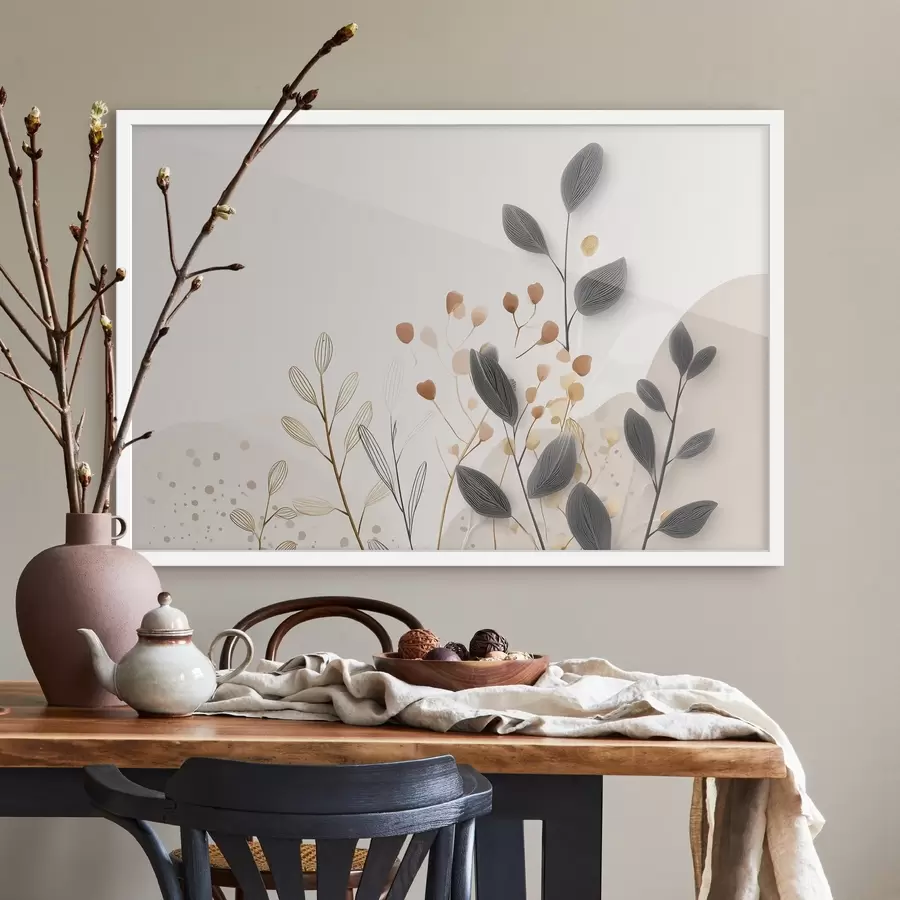 fototapet Botanică, minimalism, frunze bej f48485