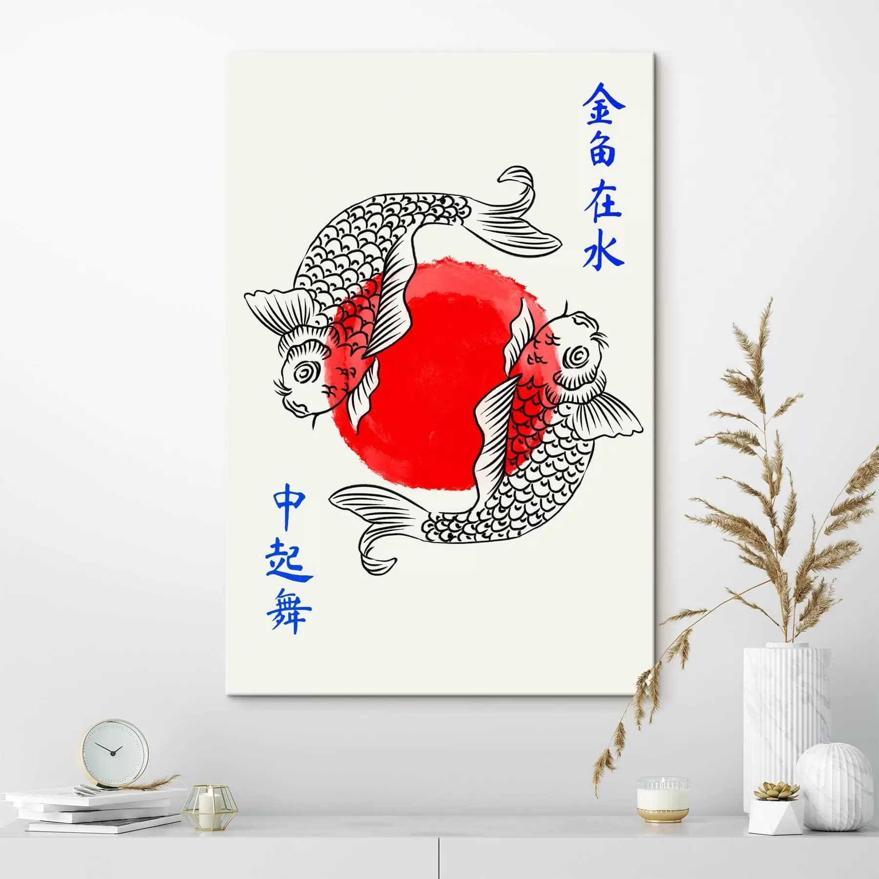 Tablouri Doi pești ornamentali în jurul unui cerc roșu s48033