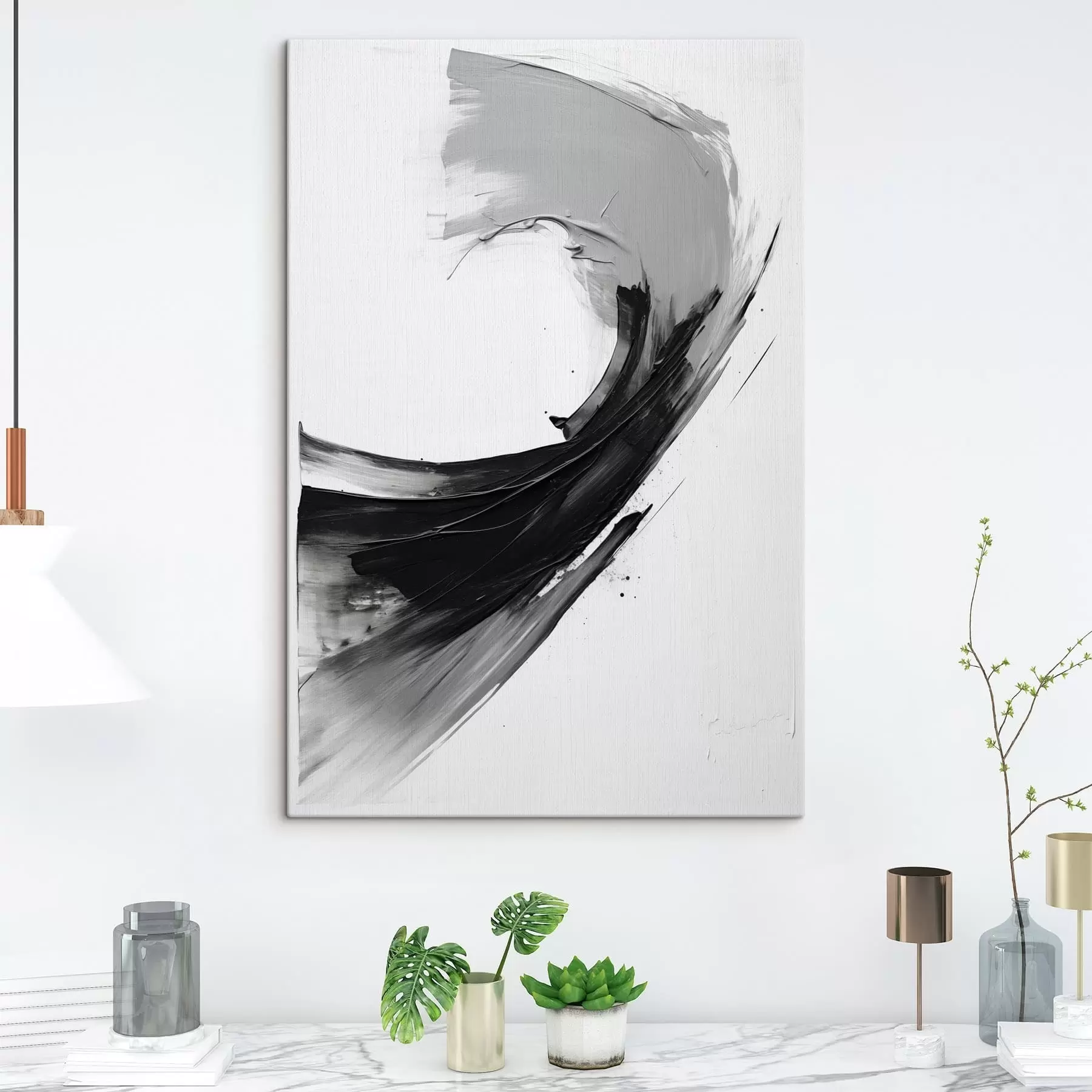 Tablouri Contur negru abstract pe fundal alb s48326