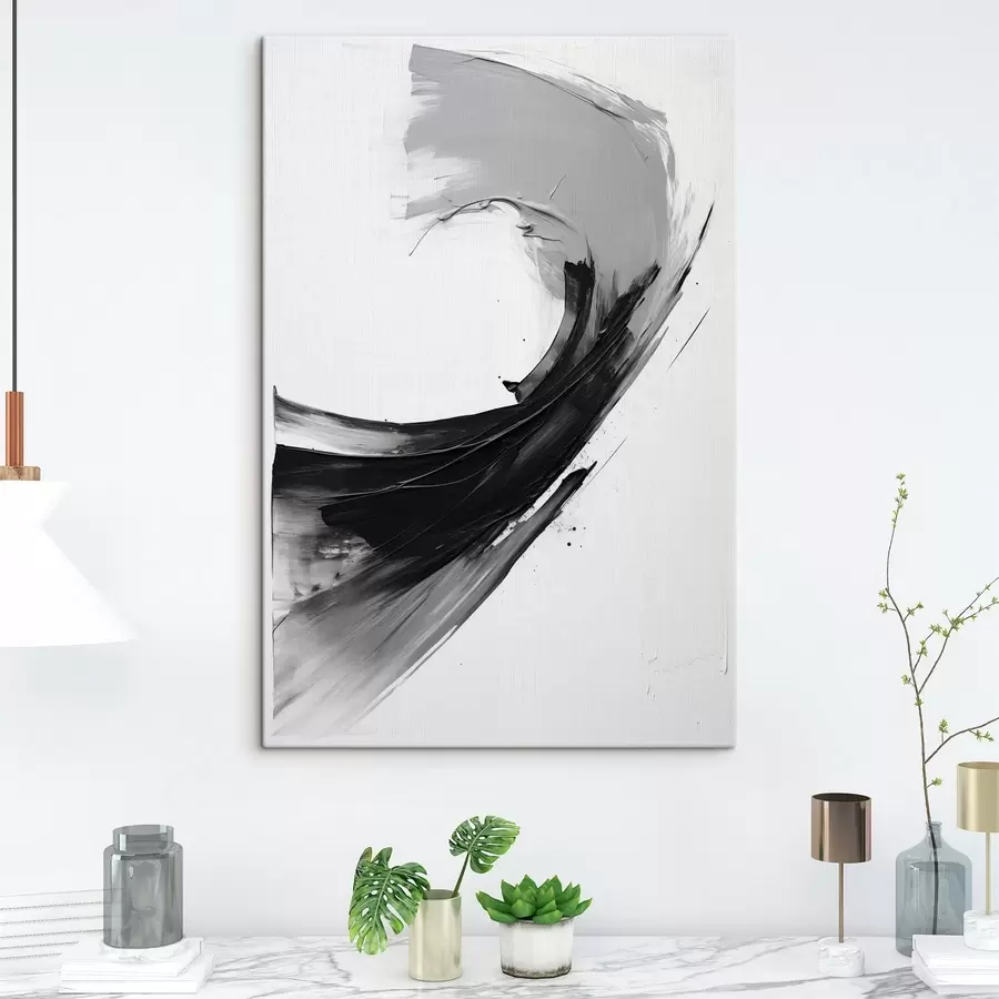 Tablouri Contur negru abstract pe fundal alb s48326