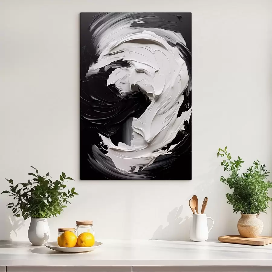 Tablouri Contururi abstracte, alb-negru, cu textură s48333