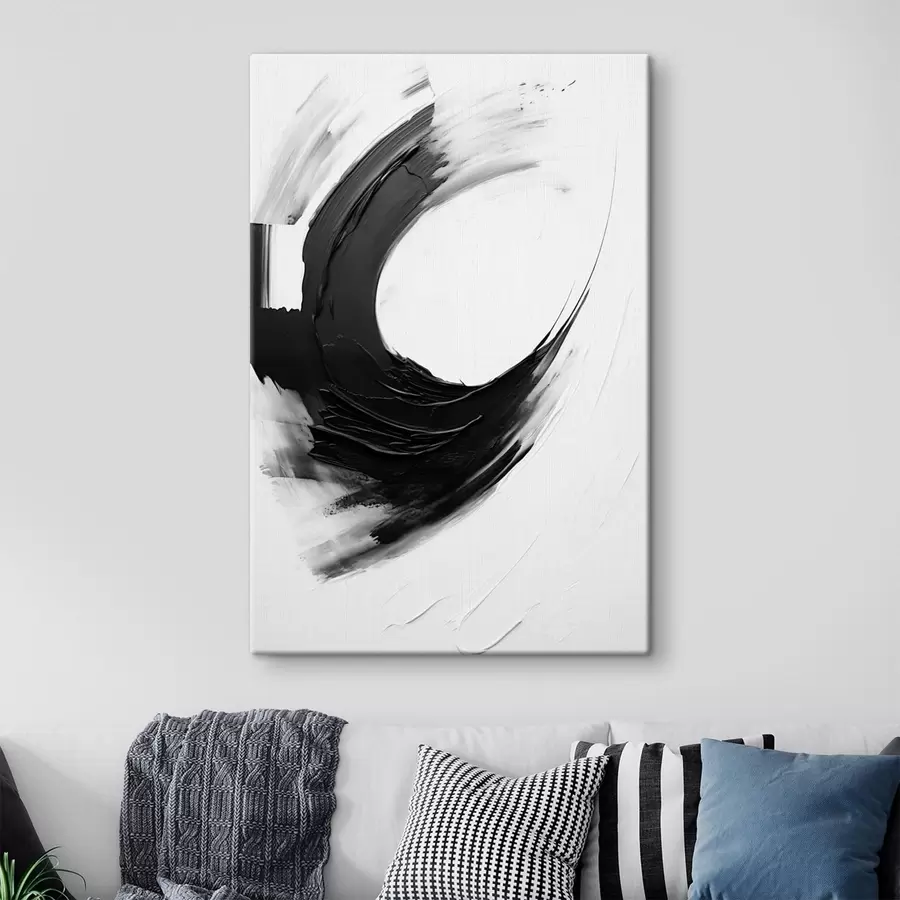 Tablouri Contur negru abstract realizat cu pensula pe un fundal deschis s48340