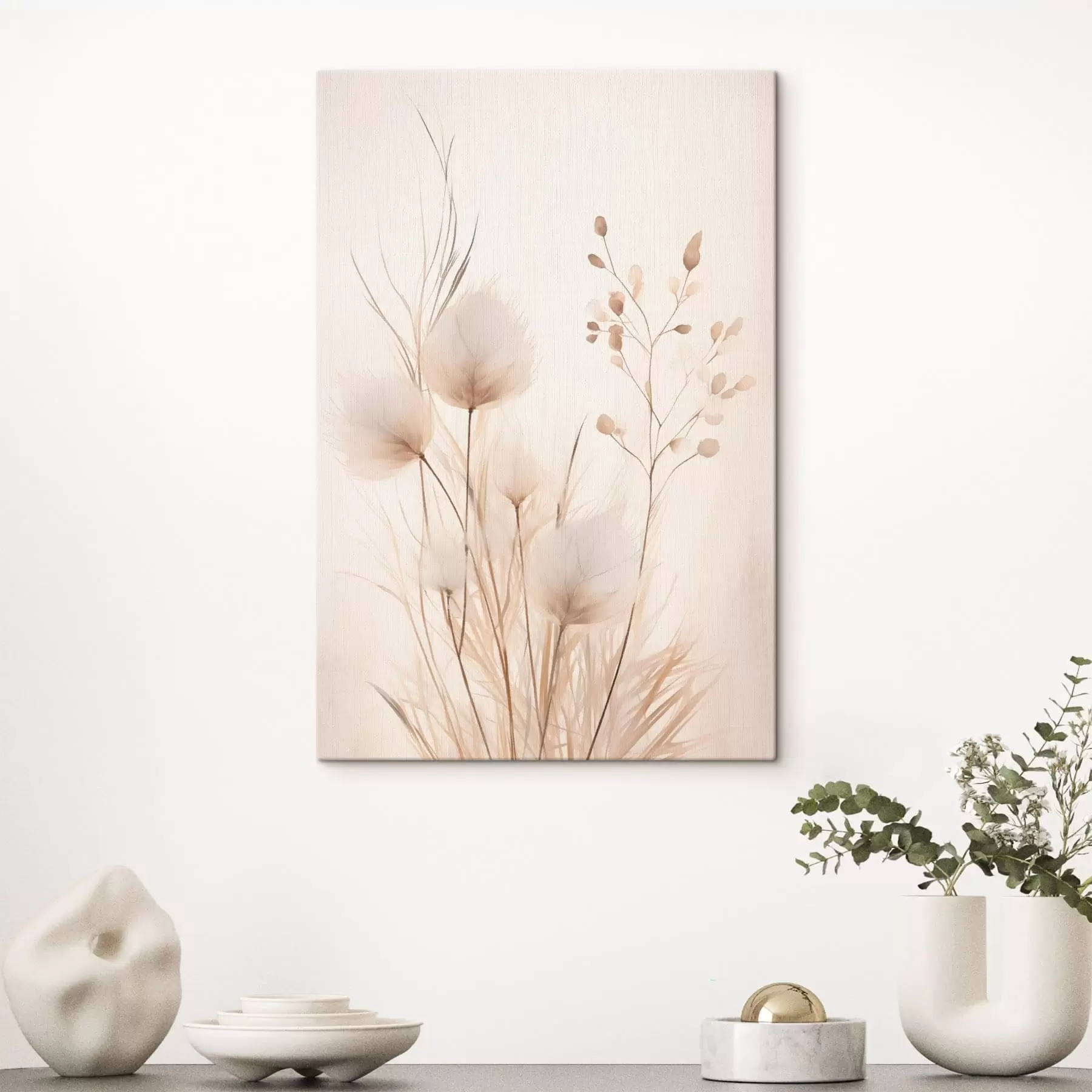 fototapet Plante de câmp delicate în nuanțe de bej s48346