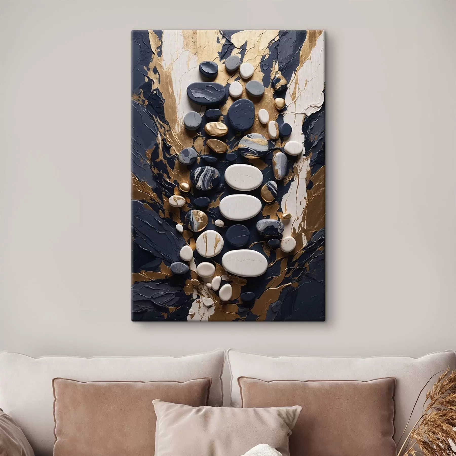 Tablouri Compoziție abstractă din pietre în nuanțe de albastru închis s48357