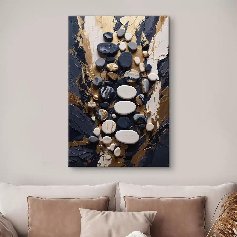 Tablouri Compoziție abstractă din pietre în nuanțe de albastru închis s48357
