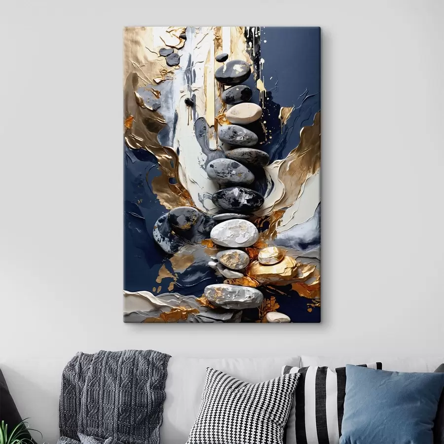 Tablouri Compoziție abstractă cu pietre și tușe texturate s48362