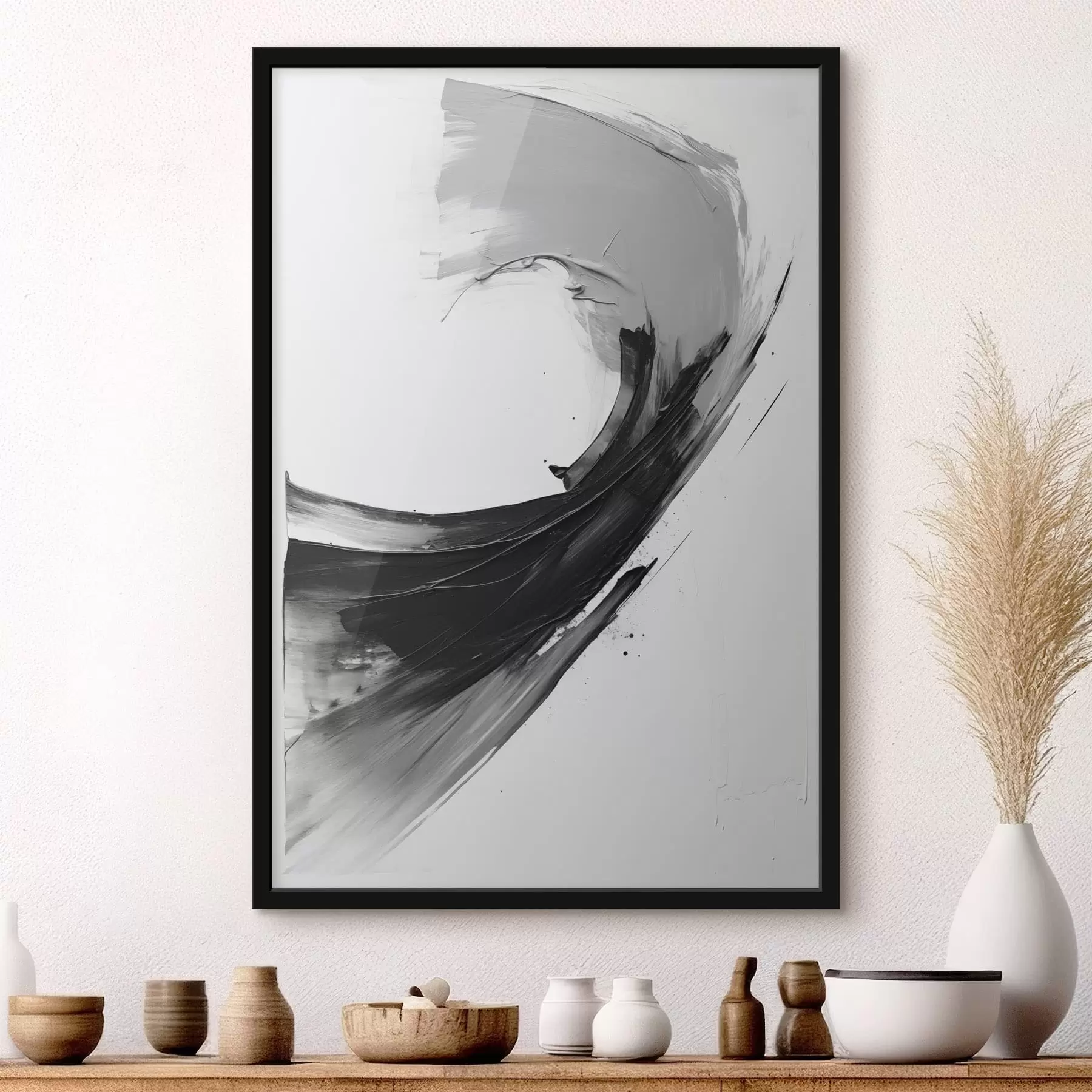 fototapet Contur negru abstract pe fundal alb f48326