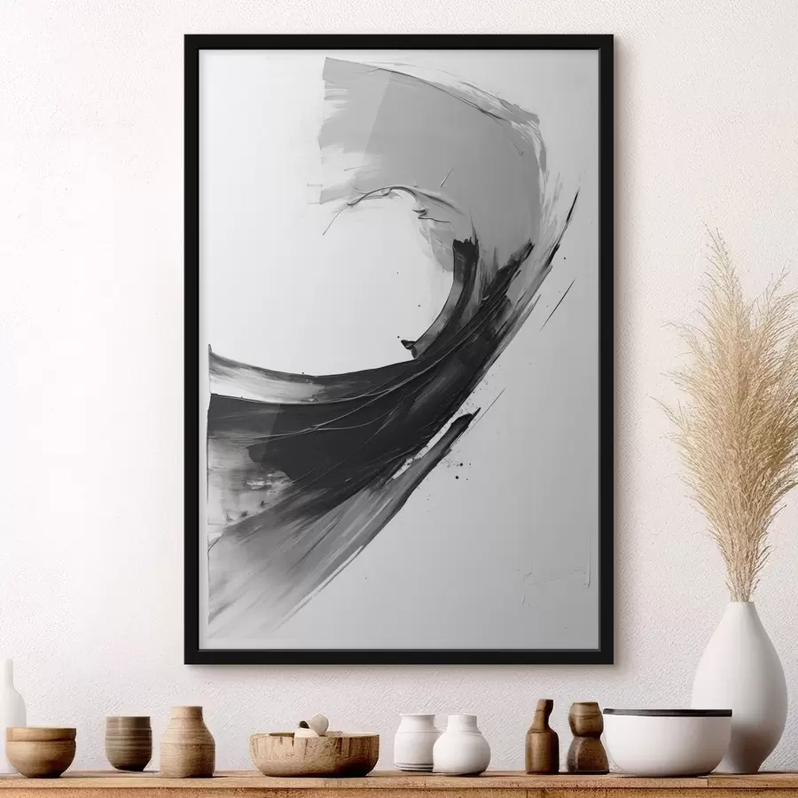 fototapet Contur negru abstract pe fundal alb f48326