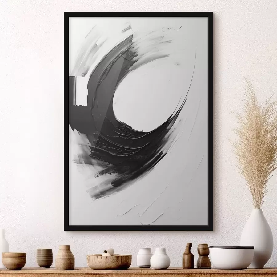 fototapet Contur negru abstract realizat cu pensula pe un fundal deschis f48340