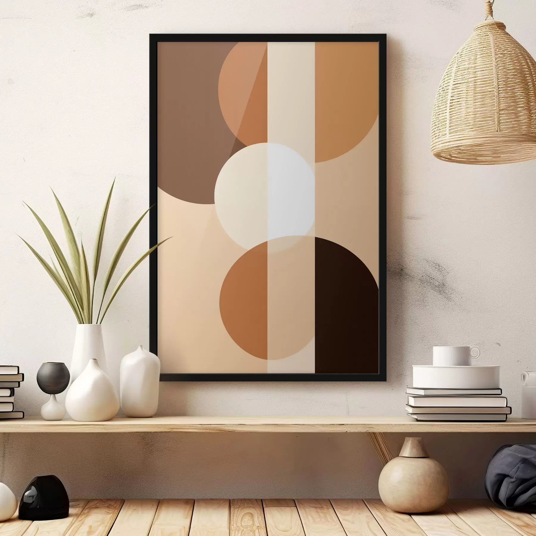 fototapet Cercuri și forme geometrice în nuanțe calde f48350