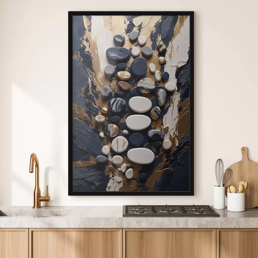 fototapet Compoziție abstractă din pietre în nuanțe de albastru închis f48357